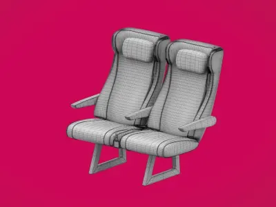 Train seat Plane passenger seats with pillow and armrest 3D model