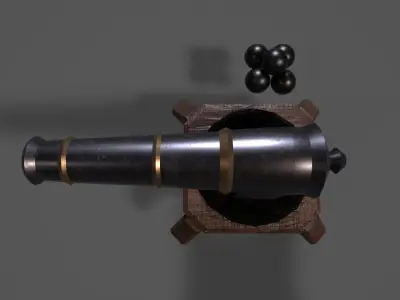 Cannon Low-poly 3D model 19