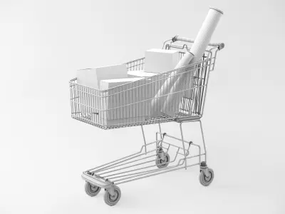 Shopping Cart with Boxes 3D model