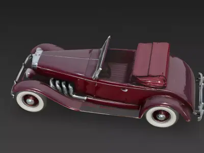 Realistic 30s Vintage Roadster 3d model Low-poly 3D model