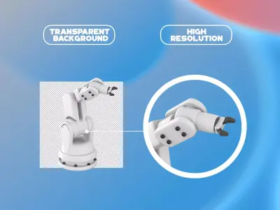 Robots In Manufacturing Facilities And Warehouses 3D Icon Set 3D model