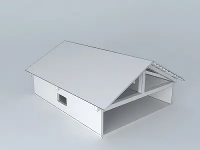 Stable brick house with roof Free 3D model