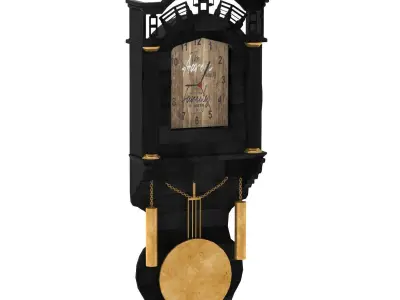 Black Pendulum Wall Clock 3D model Low-poly 3D model