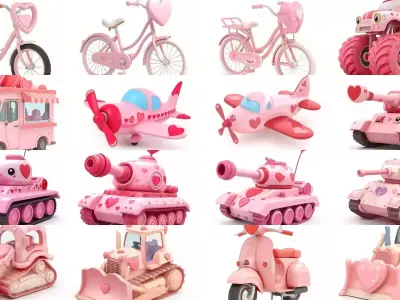 Stylized Valentine Vehicles Mega Pack 3D Collection