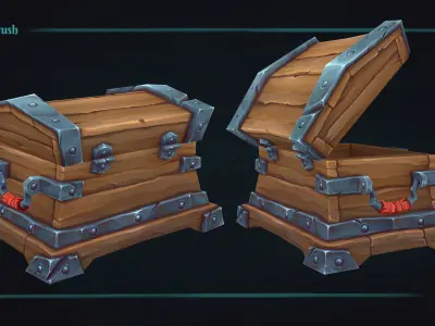 Stylized Rustic Chest Prop - Game-Ready Hand-Painted Asset - Free low-poly 3D model