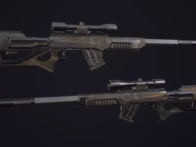 Rifle low-poly 3D model sniper Low-poly 3D model