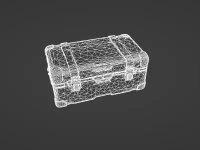 Vintage Leather Suitcase - Antique Travel Chest 3D Model 3D model