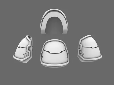 Space Knights V4 Savage Plain Shoulder Pads Type A 3D print model