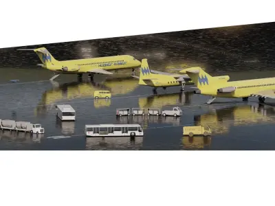 1970S FLEET Boeing 727-200  DC-9-30 and FOKKER F27 3D model