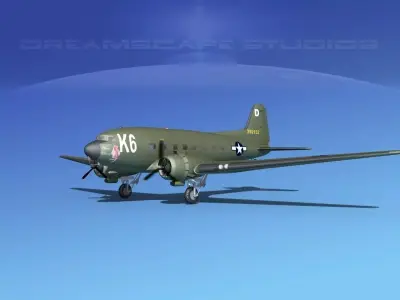 Douglas C-47 Dakota USAAF V2 3D model