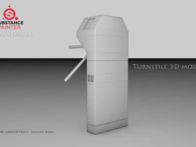 Turnstile 3D model turntable with handle Low-poly 3D model