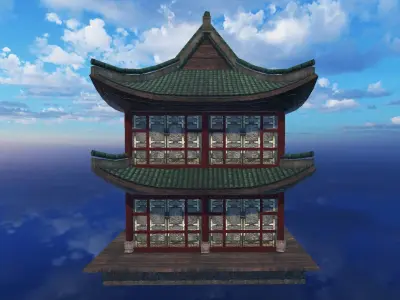 Ancient Japanese Building Style 11 Low-poly 3D model