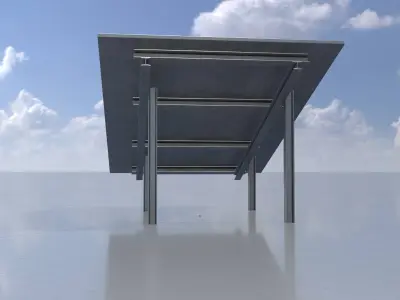 Solar module version 1 width 6500mm tilt angle 20 degrees Low-poly 3D model