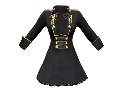 Military Style Embroidery Female Coat Low-poly 3D model