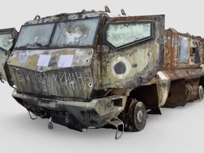 destroyed russian KAMAZ-63968 Typhoon-K MRAP  3D model
