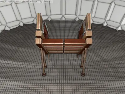 Wood Stairs Construction Element 4 Low-poly 3D model