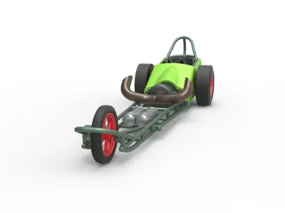 3 wheeled dragster with Turbonique Rocket Turbine Scale 1 to 25 3D print model