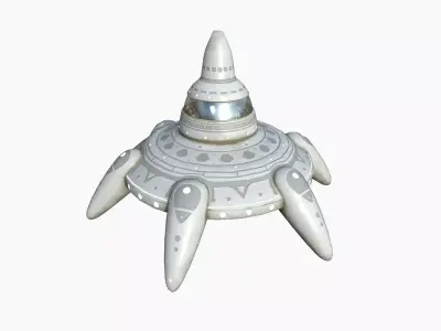 Alien Spaceship UFO G09 Full White - Sci Fi Spacecraft Design Low-poly 3D model