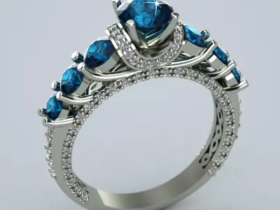 Ring diamond engagement gold 3D print model purchase