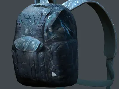Backpack military combat Black baggage Low-poly Low-poly 3D model shop