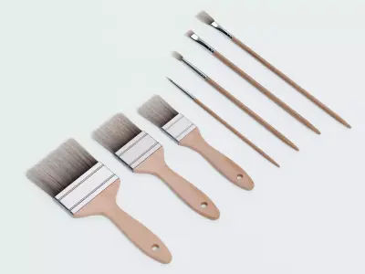 Paint Brush Set - 7 Painting Tools 3D model