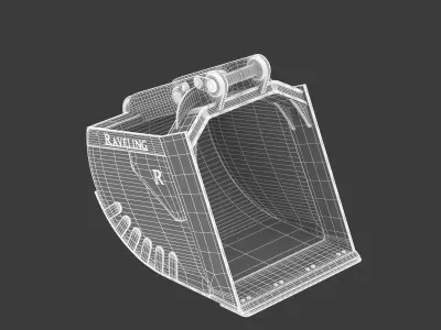 Raveling Flat Bottom Square Corner Excavator Bucket 3D model