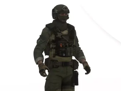 Elite Covert Ops Soldier Realistic Rigged 3D Character Model Low-poly 3D model