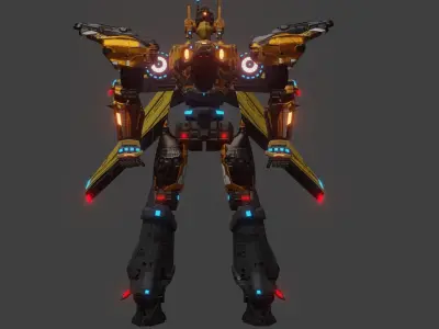sci-fi robot humanoid Low-poly 3D model