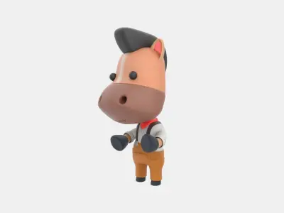 Cute Horse 3D Illustration 3D model shop