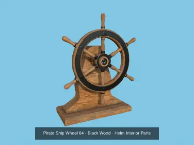 08 Pirate Ship Wheel Collection - Helm Interior Parts 3D Model Pack