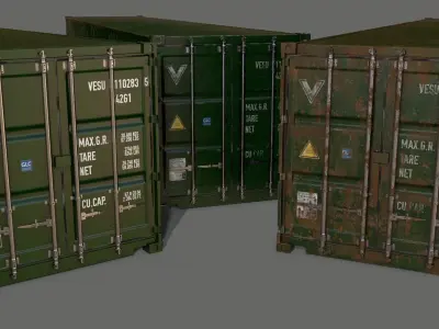 PBR 40 ft Shipping Cargo Container - Green Dark Low-poly 3D model