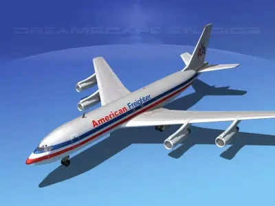 Boeing 707 American Freighter 3D model