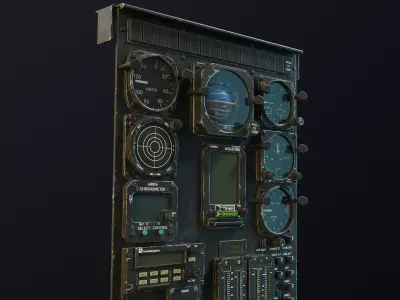 MH-6J Cockpit Instrument Panel Game Ready Low-poly 3D model