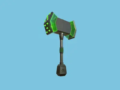 Medieval War Hammer 01 Green Elemental - Fantasy Weaponry Low-poly 3D model