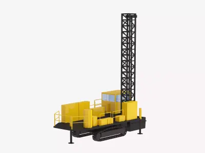 Drill Rig Construction M45 Simplified Low-poly 3D model