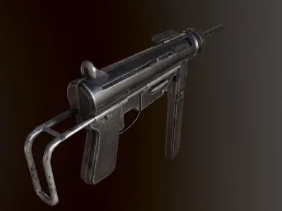 M3 WW2 US submachine gun Low-poly 3D model