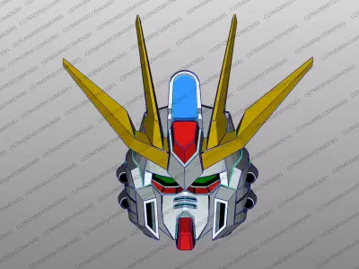 build strike gundam helmet paper papekura Low-poly 3D model