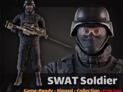 SWAT Game Character  Free low-poly 3D model