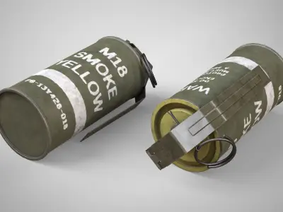 M18 Yellow Smoke Hand Grenade AAA Game Ready Low-poly 3D model