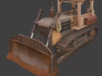 Post-Apocalyptic Desert Bulldozer model Low-poly 3D model