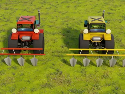 Tractor 3D model Low-poly 3D model