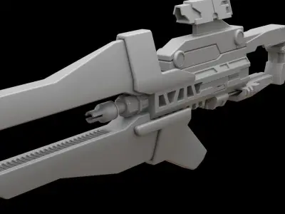 Mecha hard surface assault rifle 3D model