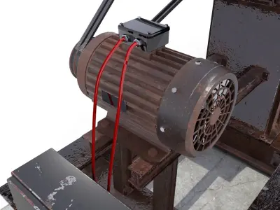 Oil Pumpjack Animated Weathered 2 Low-poly 3D model