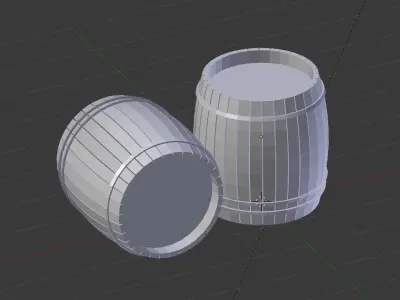 Wood Barrel Set 3D Model 4K Textures Low-poly 3D model