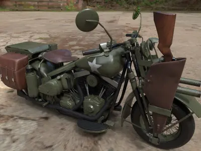 Motorcycle Custom Military HD Low-poly 3D model
