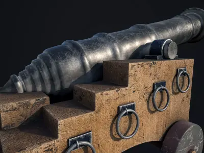 Old Cannon 3D Model Game Ready PBR 3D model