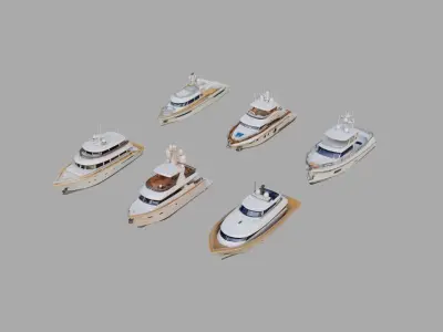 Yachts Pack Collection Low-poly 3D model