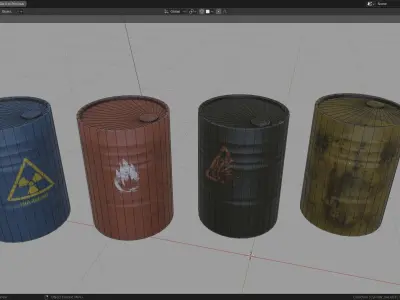 Industrial barrels game  Low-poly 3D model
