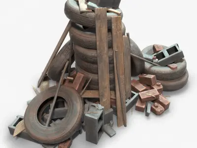 Debris Groundfill Junk Trash Kit Game Ready Low-poly 3D model