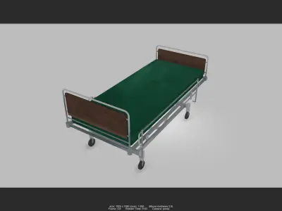 PatientBed01 hospital bed on wheels Low-poly 3D model